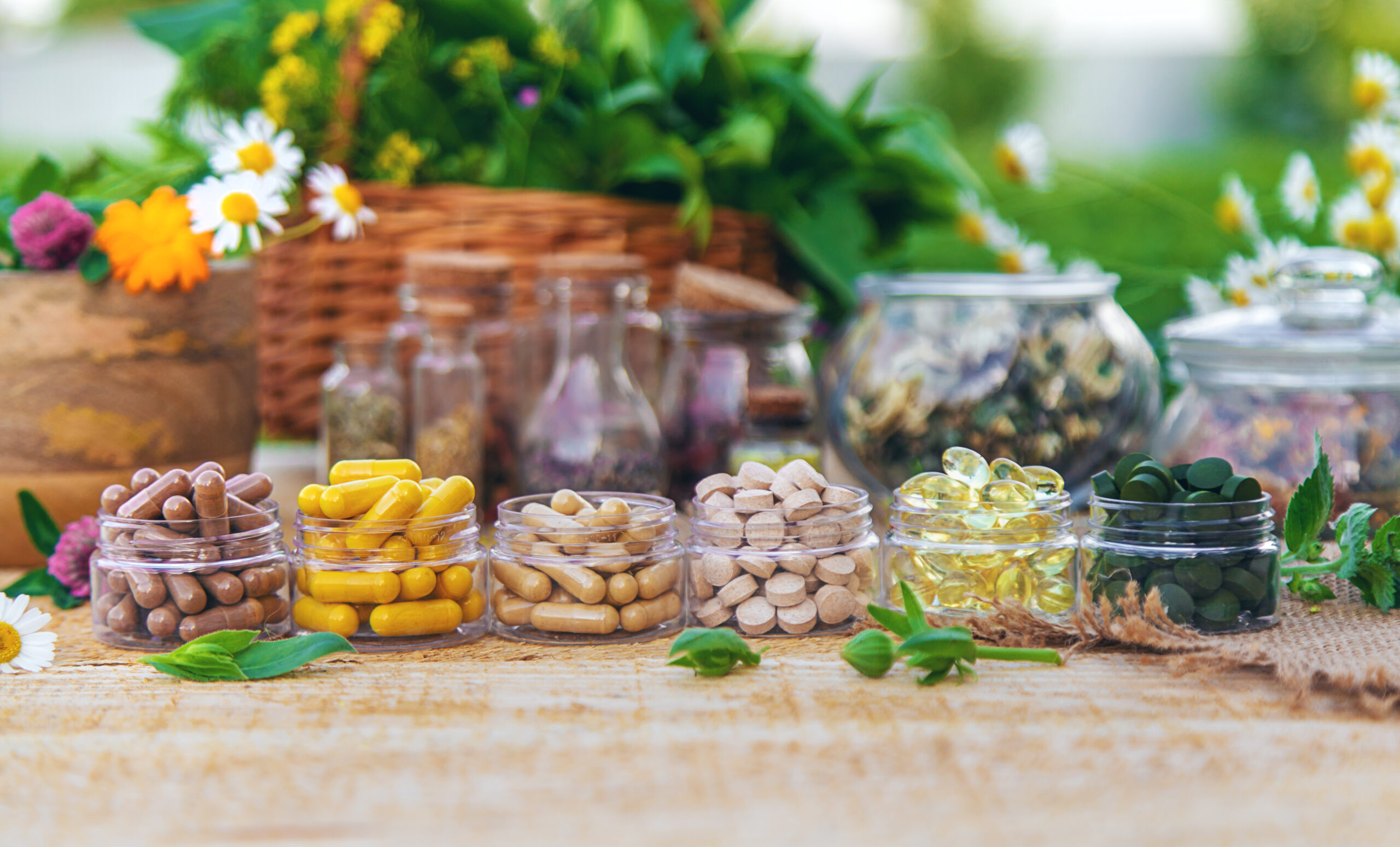 Supplementi and medicinal herbs and flowers. Selective focus. Supplementi and medicinal herbs and flowers. Selective focus. Nature.
