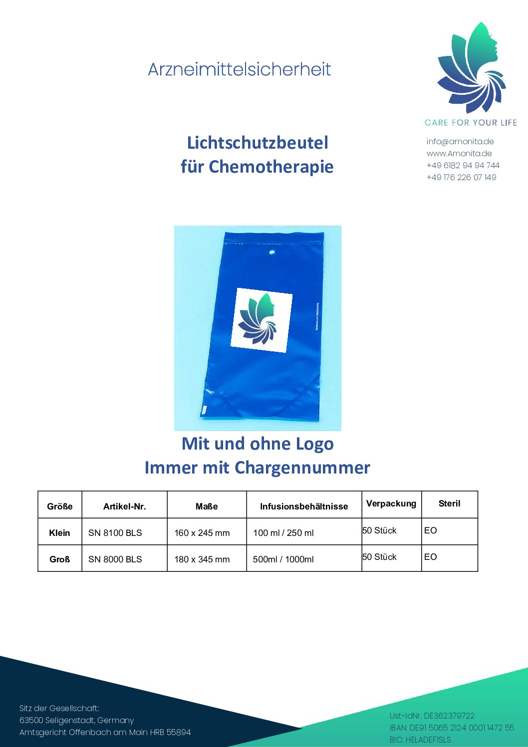 Lichtschutzbeutel groß blau 180 x 345 mm steril – Bild 4