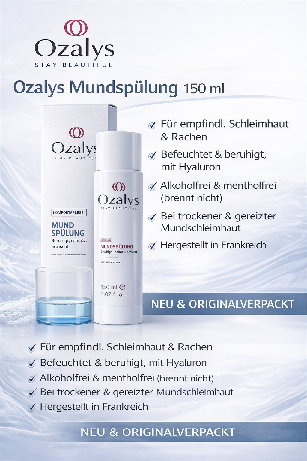 Mundspülung mit beruhigende & antibakterieller Wirkung 150 ml Ozalys