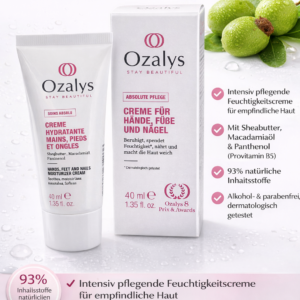Feuchtigkeitscreme für Hände, Nägel und Füße - 40 ml - Ozalys